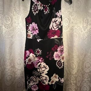 Floral Sleeveless Dress - Black and Pink